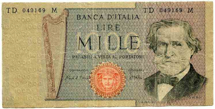 1000 лір 1969 рік Італія