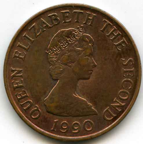 1 пенні 1990 рік Острів Джерсі