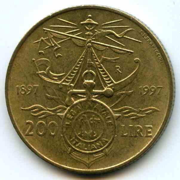 200 лір 1997 рік Італія