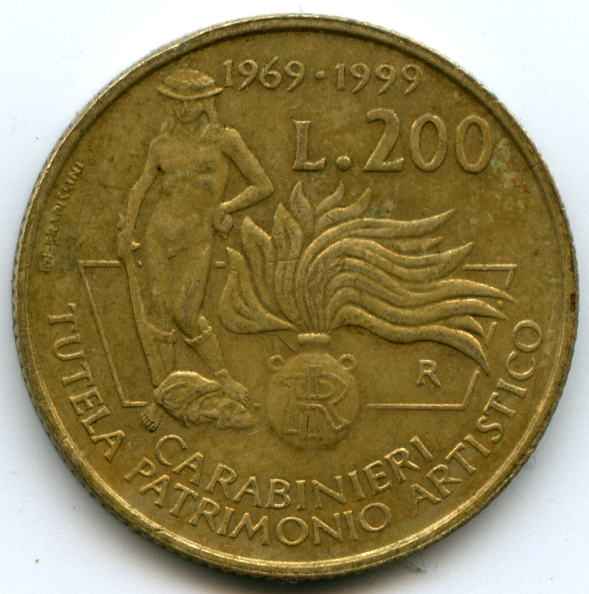 200 лір 1999 рік Італія
