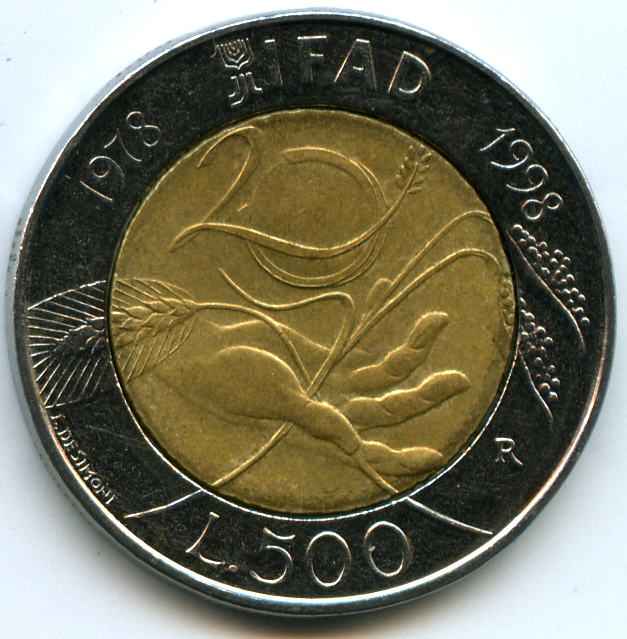 500 лір 1998 рік Італія